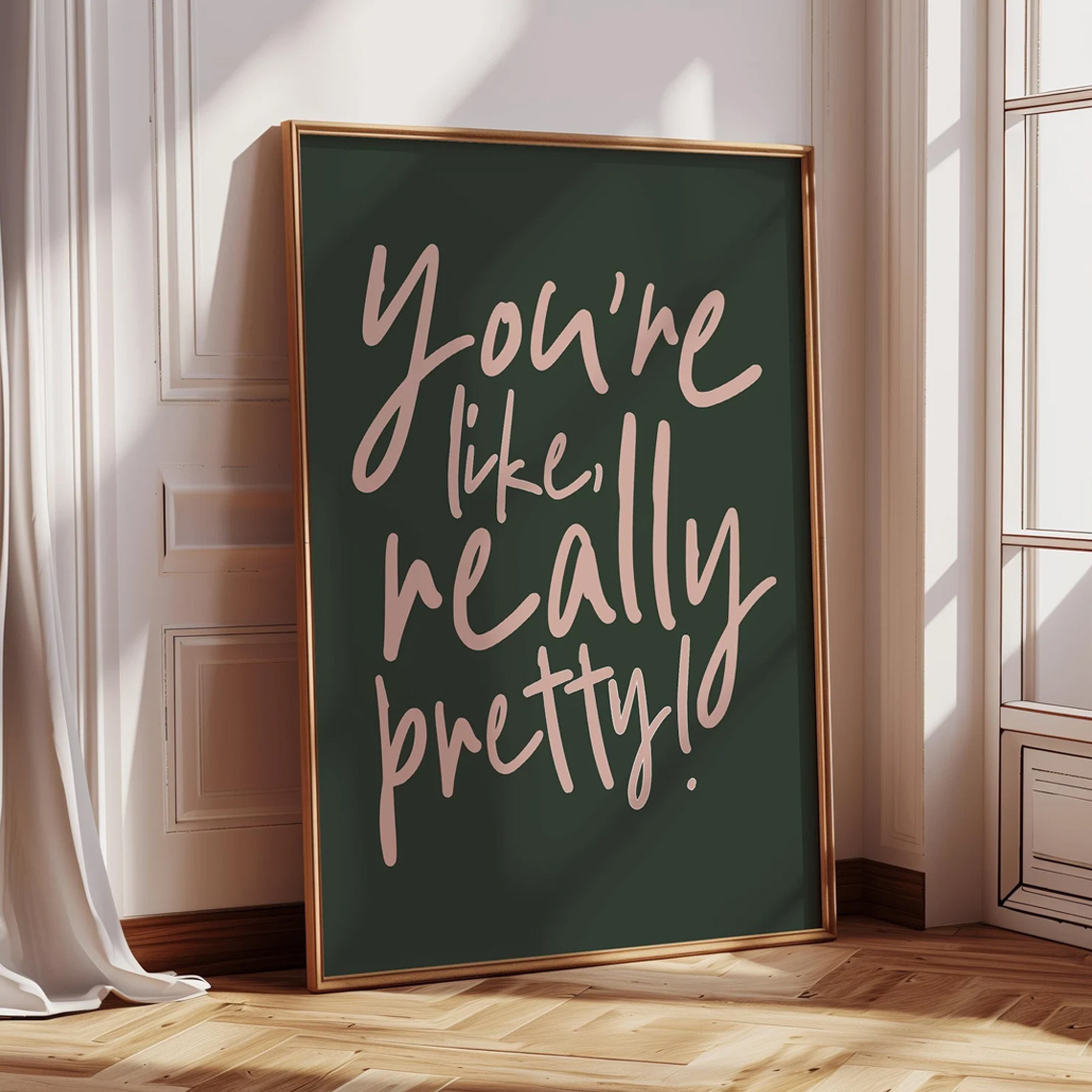 TEMU 2d Flat, 2d Flat, 1pc Wall Art Featuring A Quote, Showcasing A Beautiful Print In Sage Green And Pink Aesthetics, Preppy Apartment Decoration,