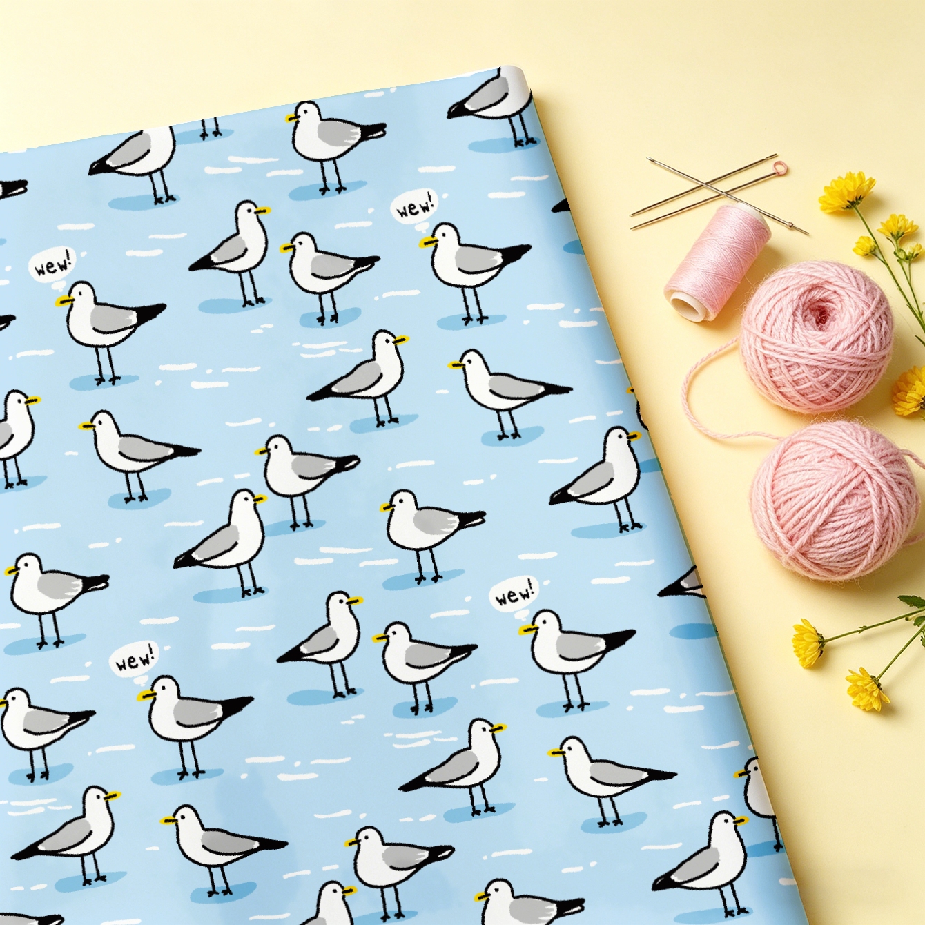 TEMU 1pc, Tissu imprimé numérique motif mouette , Multi-tailles disponibles, Matériau doux et confortable, Tissu d'artisanat en polyester, Convient