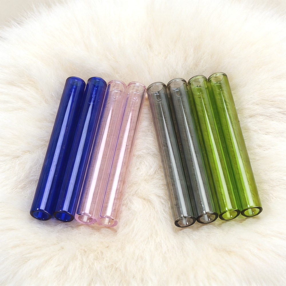 TEMU Ensemble de 8 tubes en verre borosilicate coloré résistant à la chaleur, 3 pouces de long avec un diamètre de 10 mm et une épaisseur de 1,5 mm,