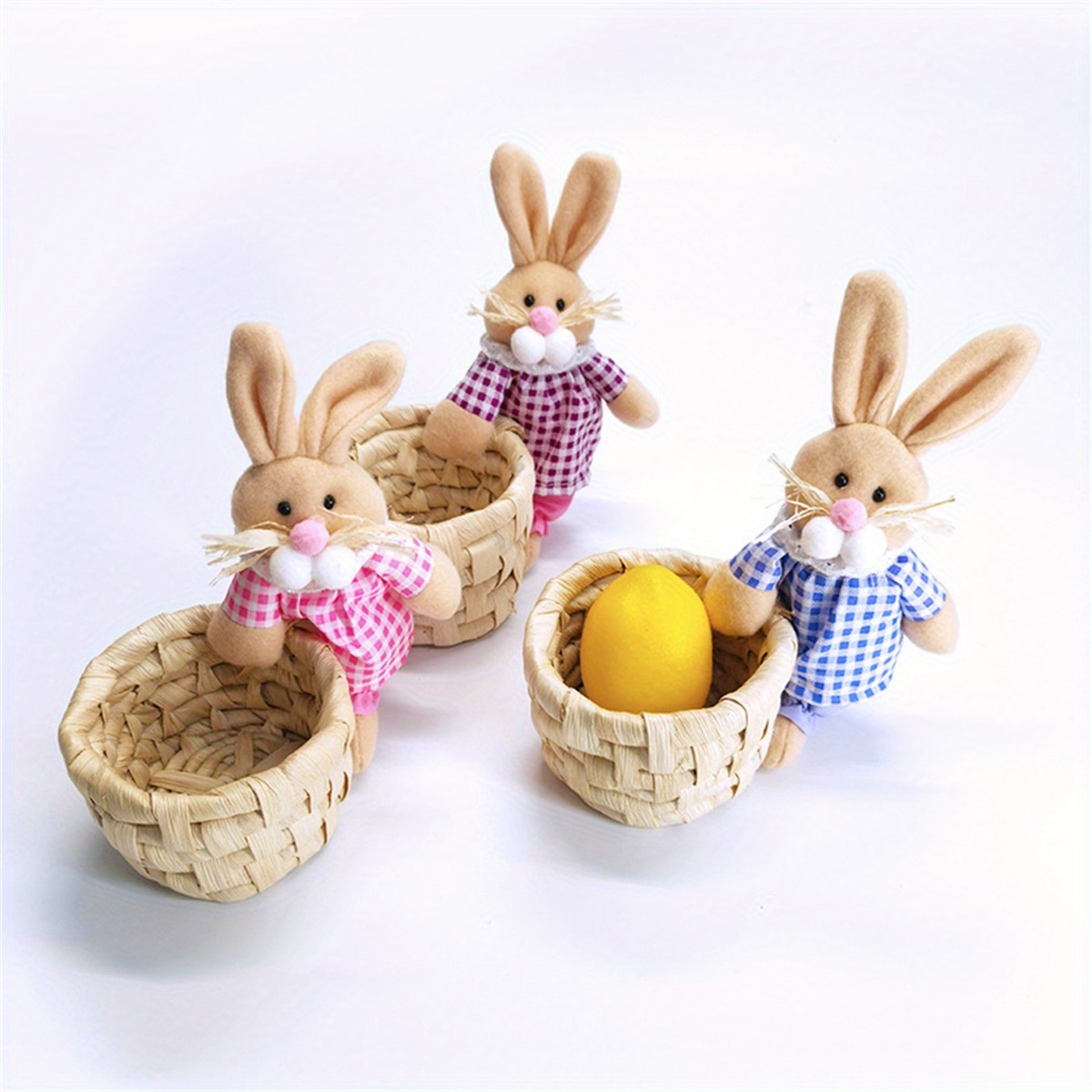 handmade easter bunny straw pen holder adorable rabbit figurine