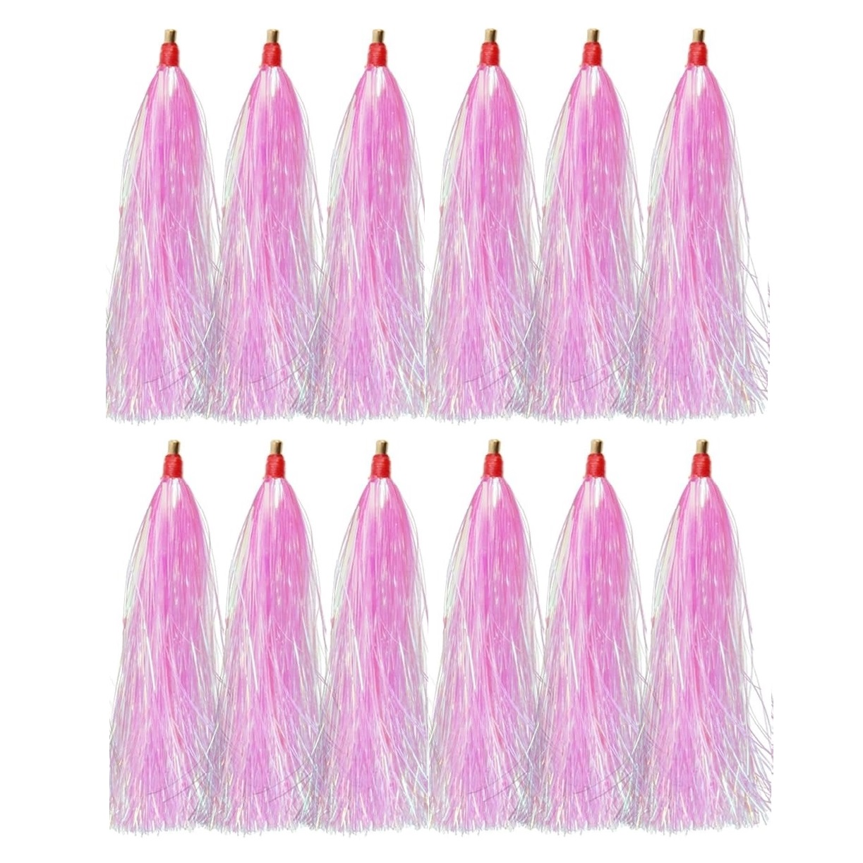 TEMU Fishing Mylar Glitter Tailed Baits - 12-pack Fishing Tail Lures Fishing Bait Set, Suitable For Fishing, Saltwater Fishing Lure Plug