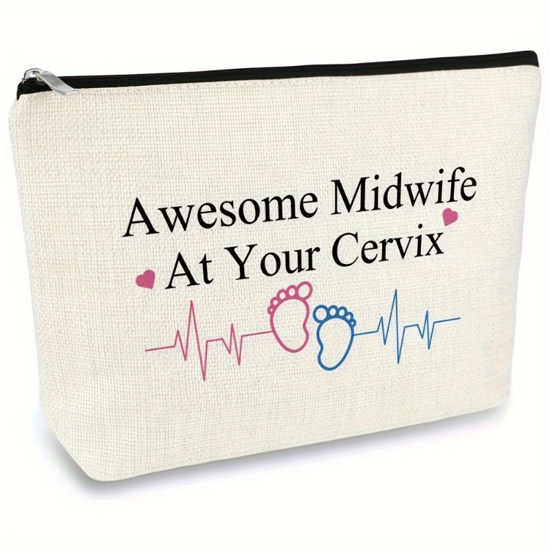 TEMU 1pc Linen Makeup Pouch For Midwives - Unscented Travel Toiletry Bag For Ob-gyn, Birth , Delivery Nurse, Thoughtful Thank You Gift For Maternity