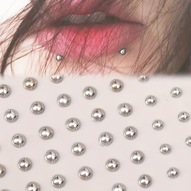 

180pcs Self-adhesive Waterproof Reusable Fake Labret, Eyebrows And Nose Ring Body Decorations, Round, Mouth Seal