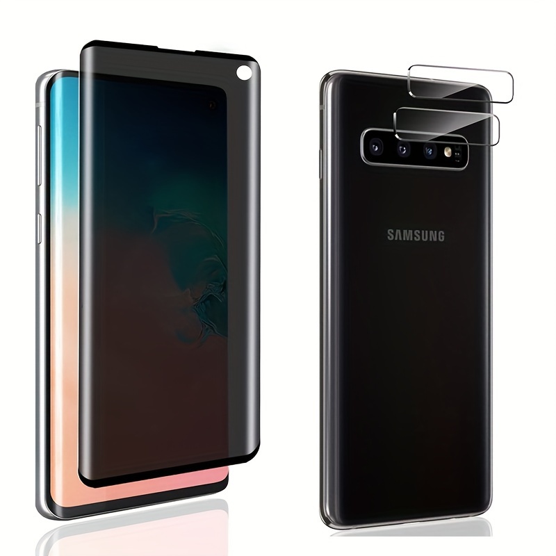 TEMU 1 2 3pcs Privacy Set, Includes 1x Private Screen Protector For Galaxy S10 4g/galaxy S10  And 2x Camera Lens Protectors. Anti-peep With 9h