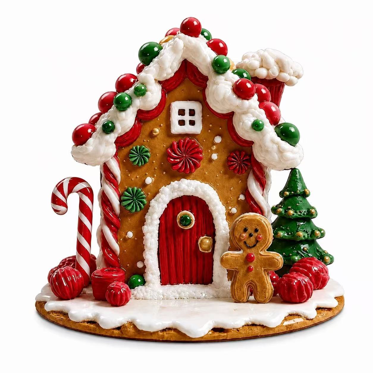 TEMU 1pc 1pcs Rectangular 3d Christmas House Fridge Magnet Suitable For Kitchen, Refrigerator, Dishwasher, Whiteboard - Magnetic Resin Magnet With