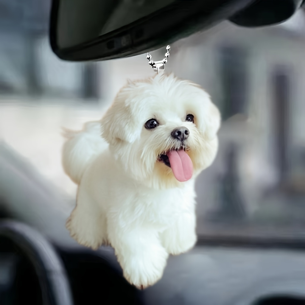 

1pc 2d Acrylic () Dog Car Hanging Ornament, Rearview Mirror Pendant, Decorative Item, Keychain, Party Gift, Valentine's Day New Year Decoration, Car Accessories Gift