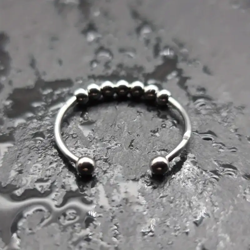 1pc stainless steel ring with a rotatable bead opening Product details 7