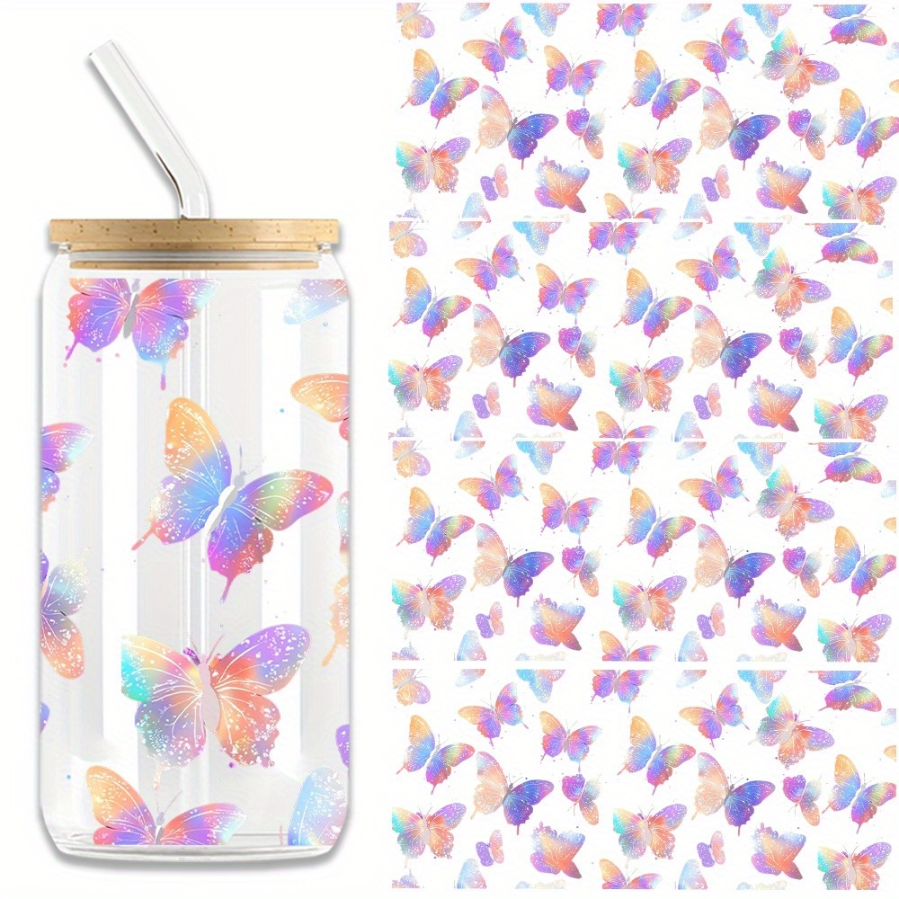 TEMU 4pcs Uv Dtf Transfer Cup Stickers. Suitable For Decorative Stickers Such As Cups, Office Supplies, Furniture, And Crafts, 3d Scratch Resistant