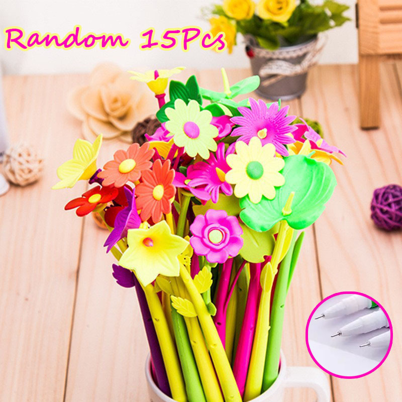 TEMU Set da 15 penne gel Lytwtw's ad e creativit� con fiori carini e colorati, cancelleria per ufficio, scuola, regalo, stagione del a scuola, motivo