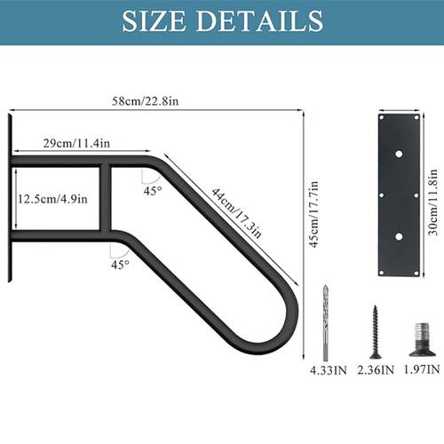handrails for outdoor steps stair railing indoor u shaped wall mount stair handrails for 1 3 steps 22 8in safety grab bars with matte finished for elderly kids disabled women black