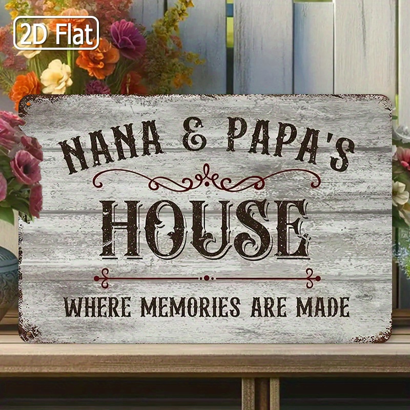 TEMU Panneau Métallique 2D - Un panneau 2D représentant une et du père, un mur , un de souvenirs, décor rustique, panneau de style vintage, convient