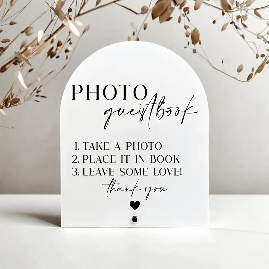TEMU Impression plate 2D, 'or photo, Alternative aux livres d'or de mariage, Panneau de signature en acrylique minimaliste et élégant, Convient aux