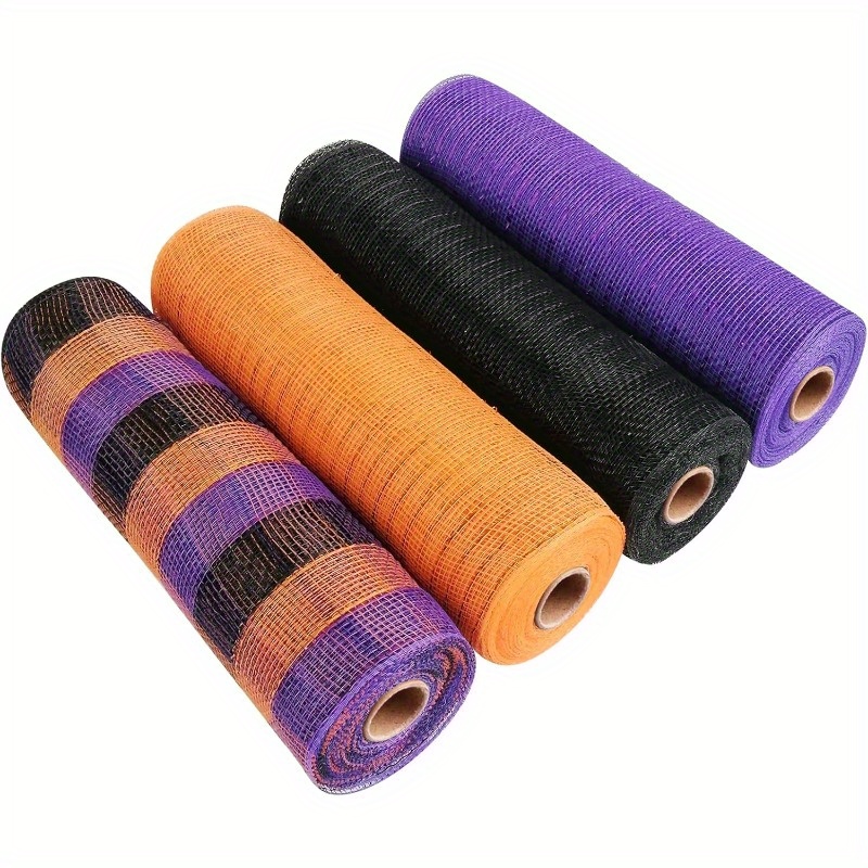 TEMU 4 Roll Ribbon, Orange Wired Edge For Halloween Craft Wreaths
