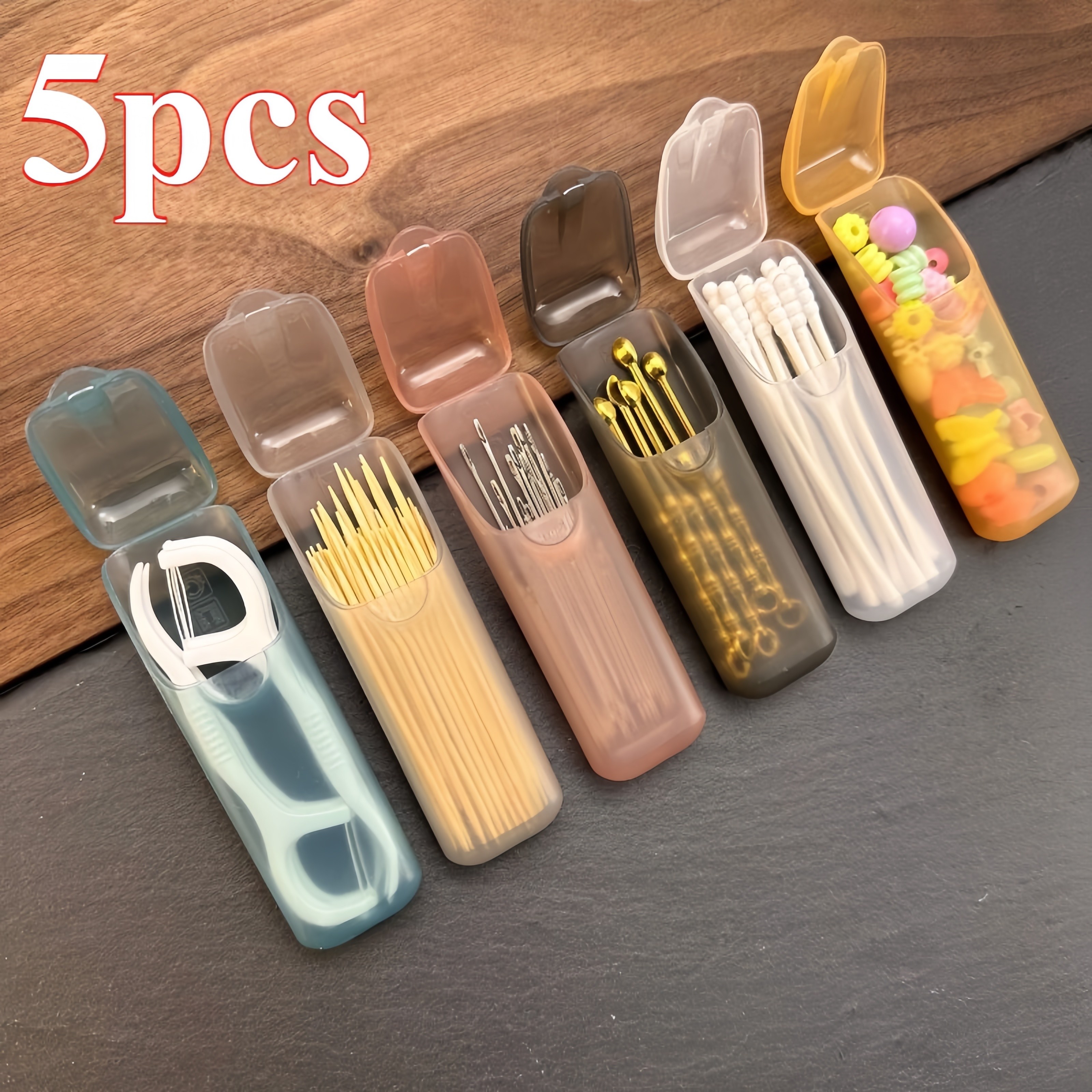 TEMU Paquete de 5 Mini Cajas de Almacenamiento Portátiles (Colores Aleatorios) - Diseño Compacto para Viajes, Almacenamiento para Hilo Dental,