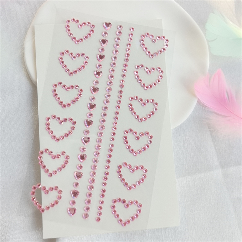 Pink Glitter Heart Chain Gem Stickers - Y2k Style Face & For Festivals, Parties, Weddings, And Cosplay Makeup, Dance Performances And Stage Looks