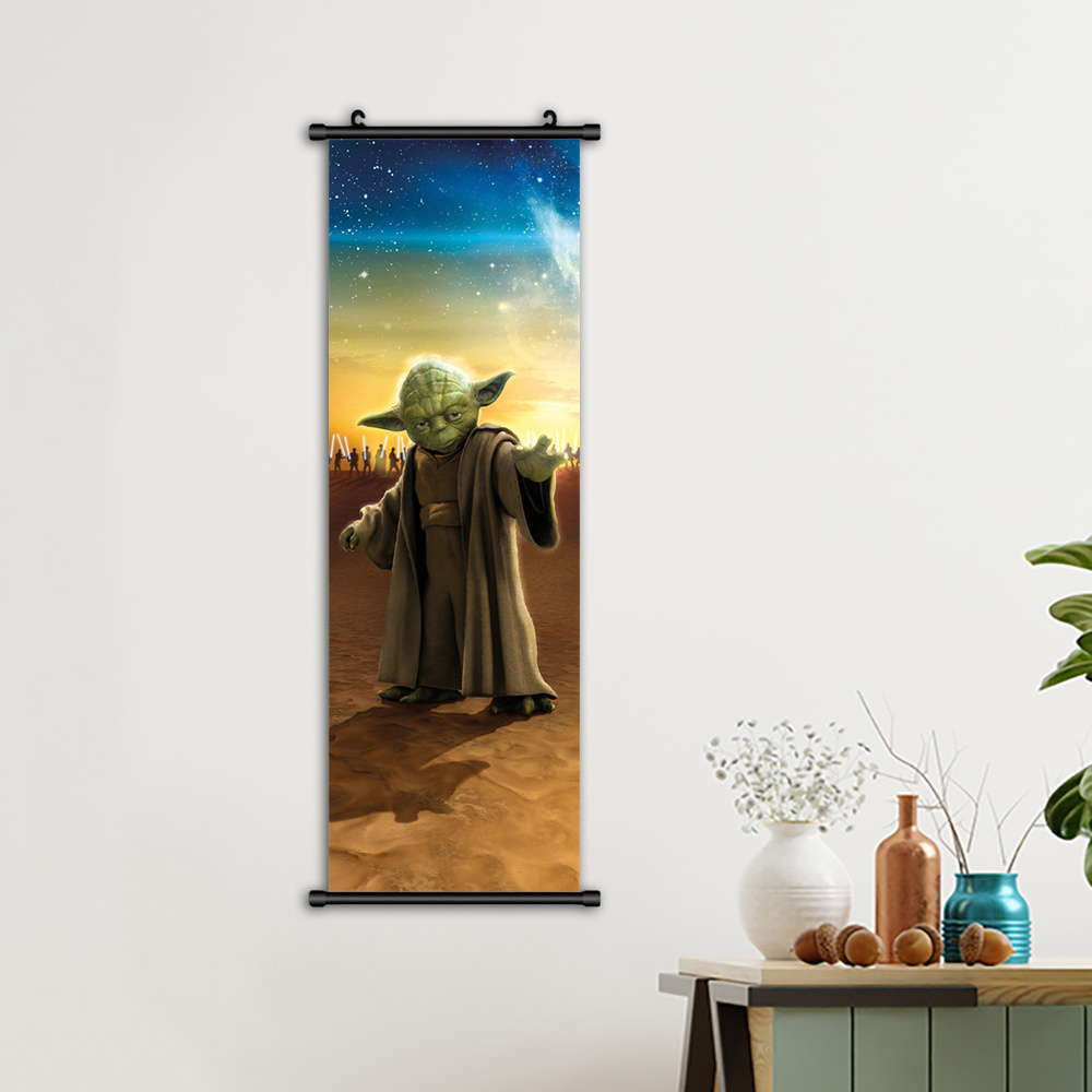 

1pc Yoda Starry Night Canvas Wall Art, Classic Anime-inspired Poster, Modern Asian Style Indoor/outdoor Wall Hanging Decor, Plastic Frame With Hanger, Orientation, Spring/winter Season Art Print