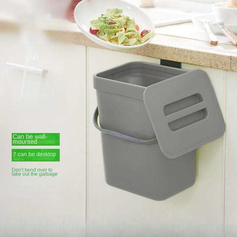 7/9L Garbage Can Wall Mounted With Sliding Lid Kitchen Trash Can For Under Sink