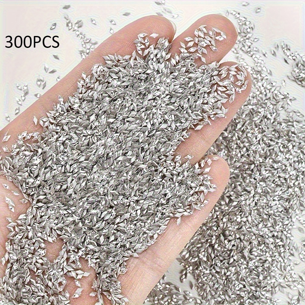 50/100/300pcs White Rhombus Nail Art, 3mm Mini Rhombus Nail Rhinestones, Decorative Suitable For Ornament Nails