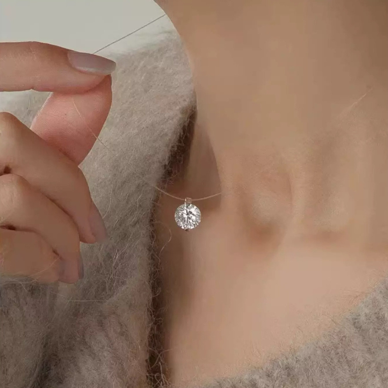 TEMU A 925 Silver 0.5ct/1ct/2ct Moissanite Simple Classic Tear Fashion Unisex Couple's Valentine's Day Gift Moissanite Pendant Collarbone Chain,