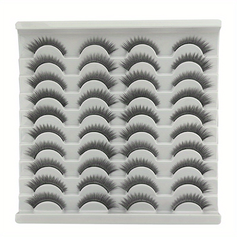 TEMU Makeup 20 Pair Set Air False Eyelash Mom Life Long Curved Soft Stem 3d Velvet 0 Glue Mark