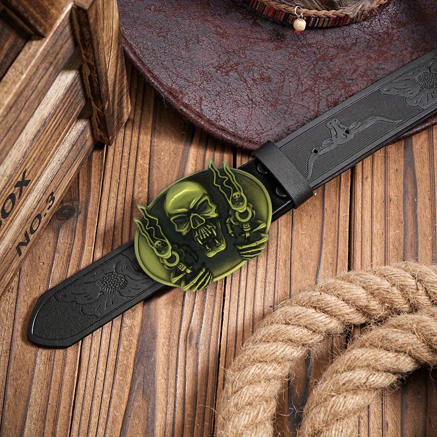 Punk Flame Skull Style Western Retro Belt