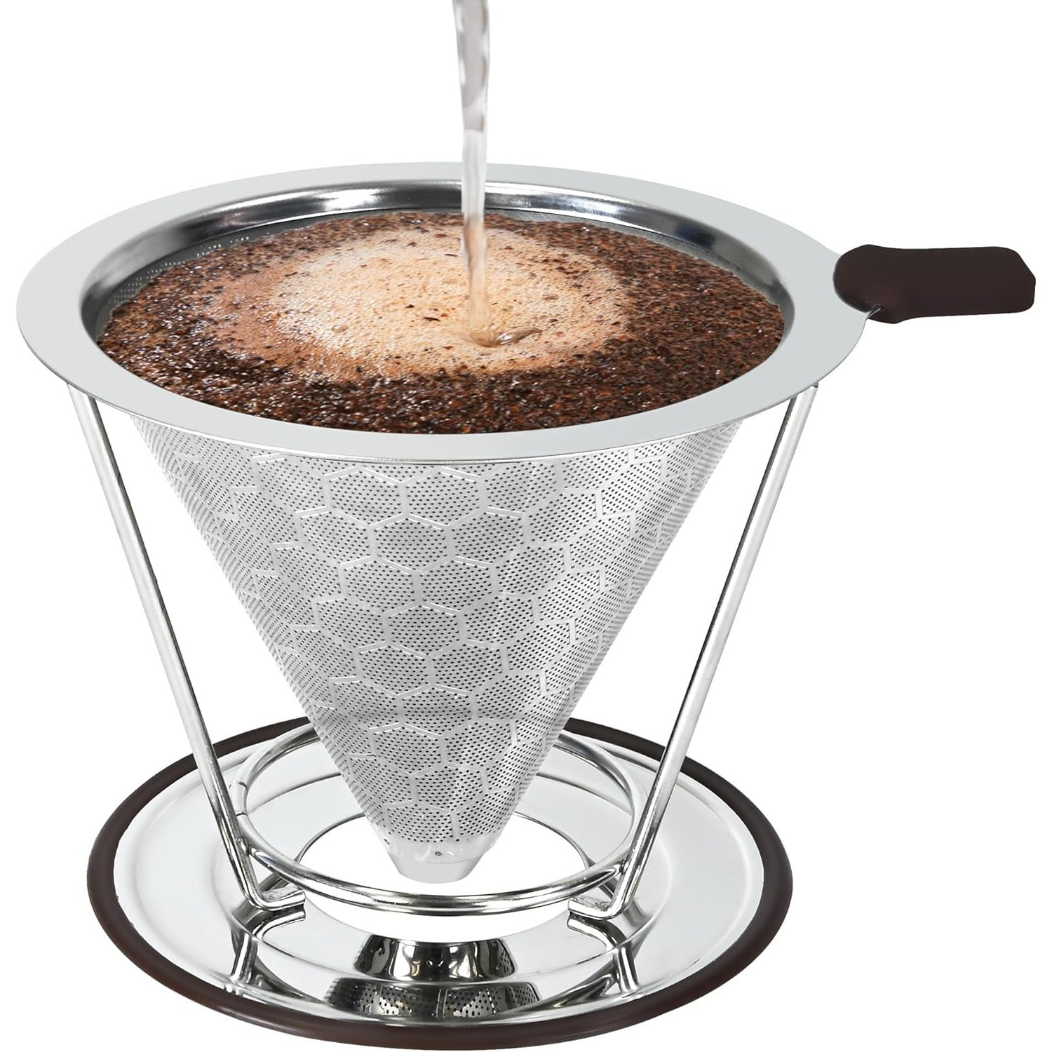 E-shop Kaffee Dripper für das Pour-Over-Brauen, mit 800 Mesh Stahlfiltern, die die Extraktion verbessern und einen robusten Kaffee- erzeugen.