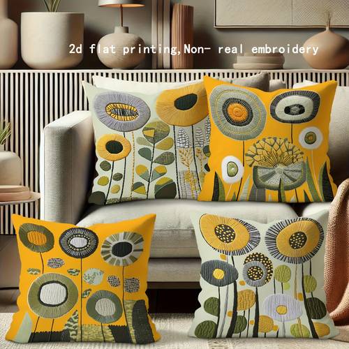 4pcs modern abstract floral cushion covers olive green gray contemporary sofa bed chair pads suitable for living room bed decor zippered removable hand washable cushion cover only no insert