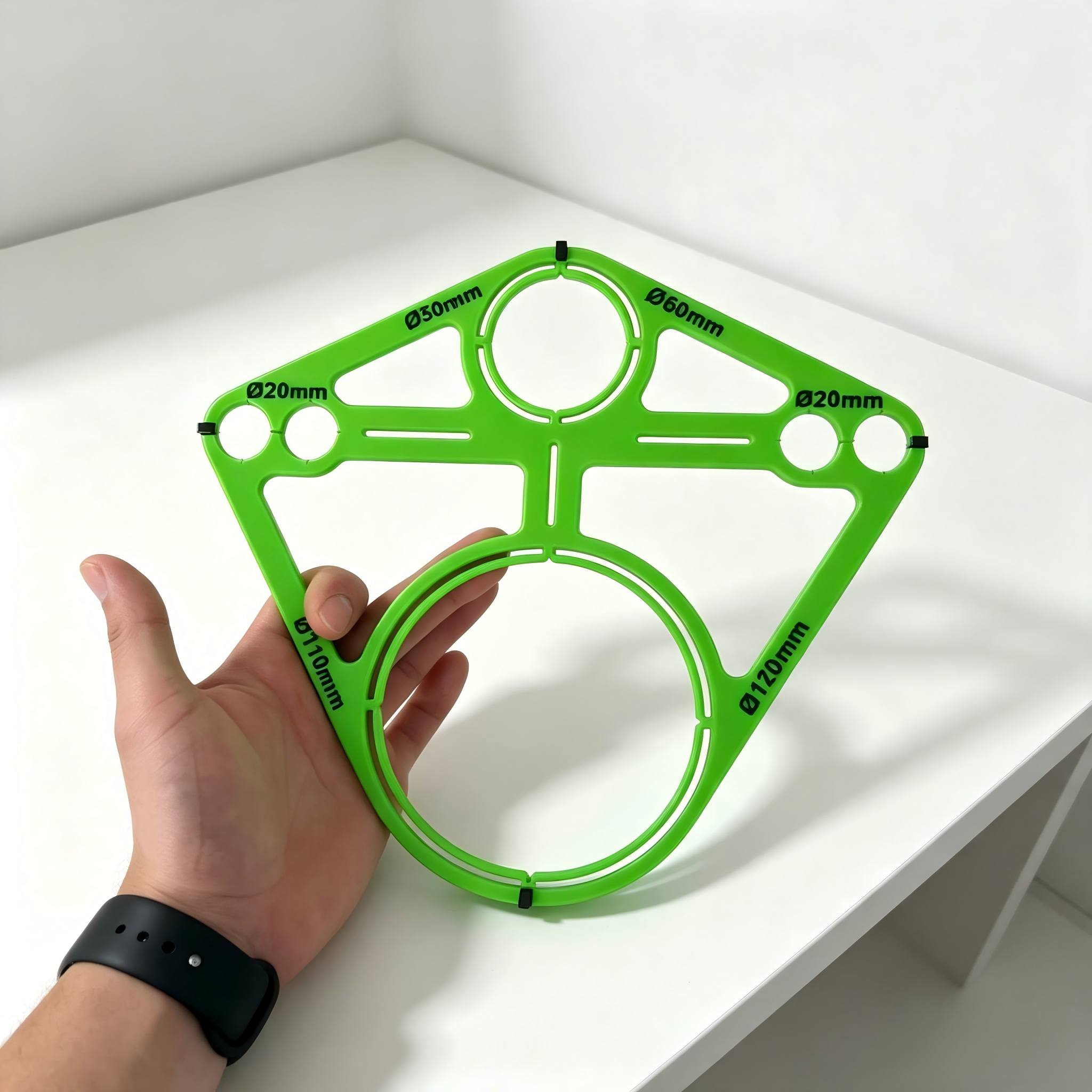 TEMU Gabarit de positionnement pour installation de toilettes, règle de positionnement de trous multi-tailles, outil de perçage de bride de salle de