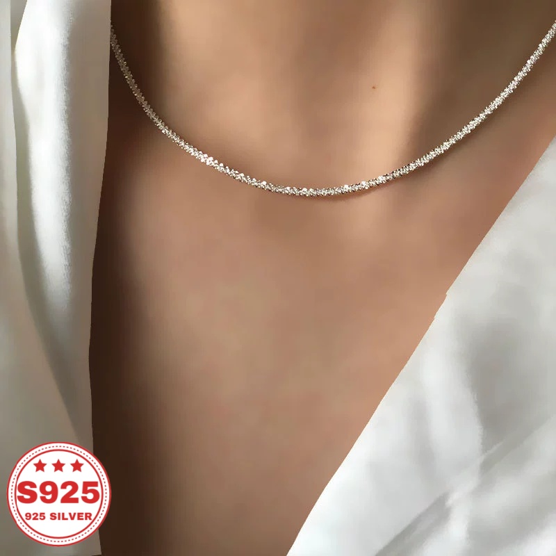 Image of Handmade, 925 Silver Collarbone Necklace, Exquisite And Luxurious Unisex Necklace, Hypoallergenic And Fade-resistant, Birthday And Anniversary Gift For Family, , And Daily Wear.