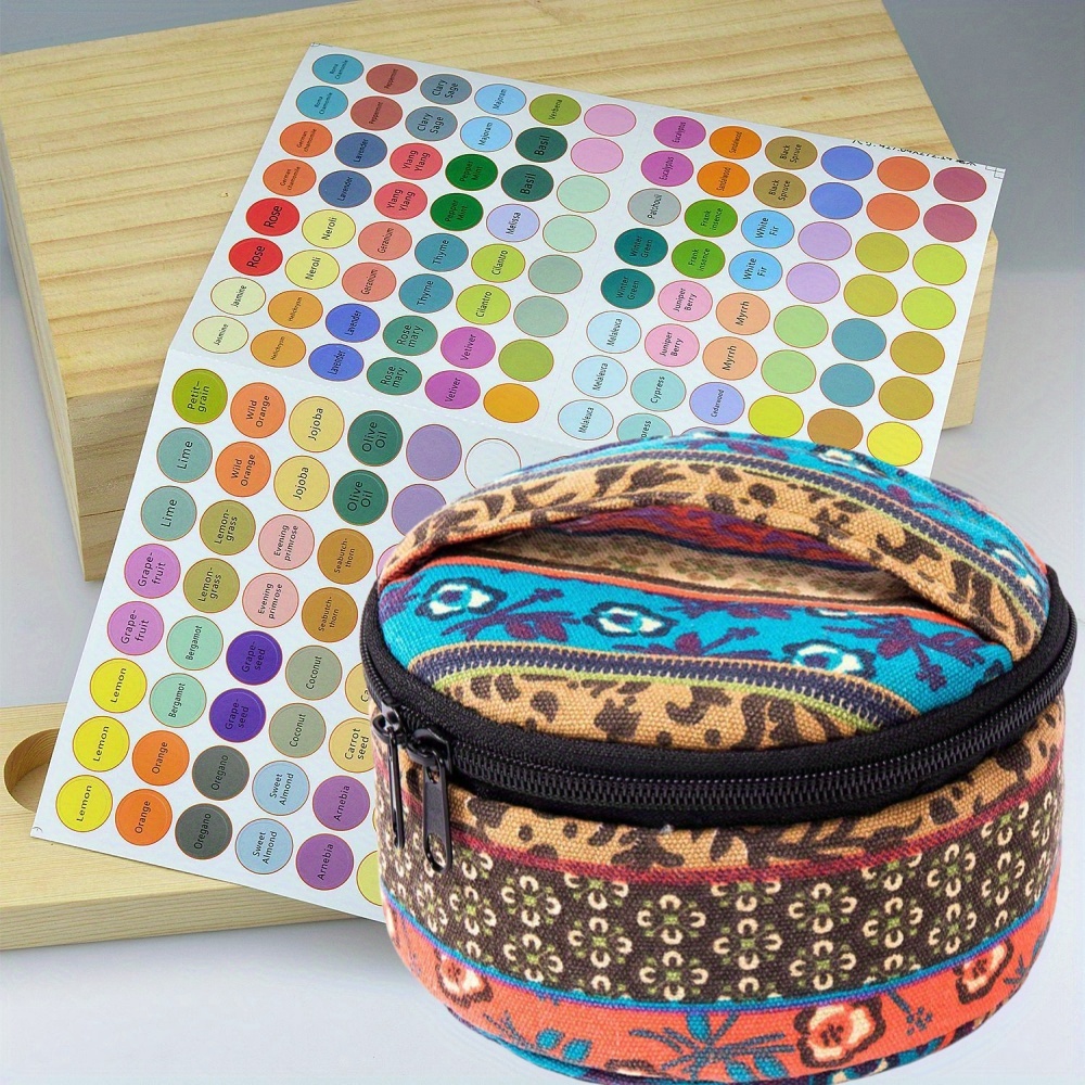 Image of Elegant Essential Oil Bottle Organiser And Label Stickers. Ideal For Storing Multiple 15ml, 10ml And 5ml Essential Oil Bottles, Perfect For Travel, Home Use And Holidays, And Makes A Wonderful Gift.