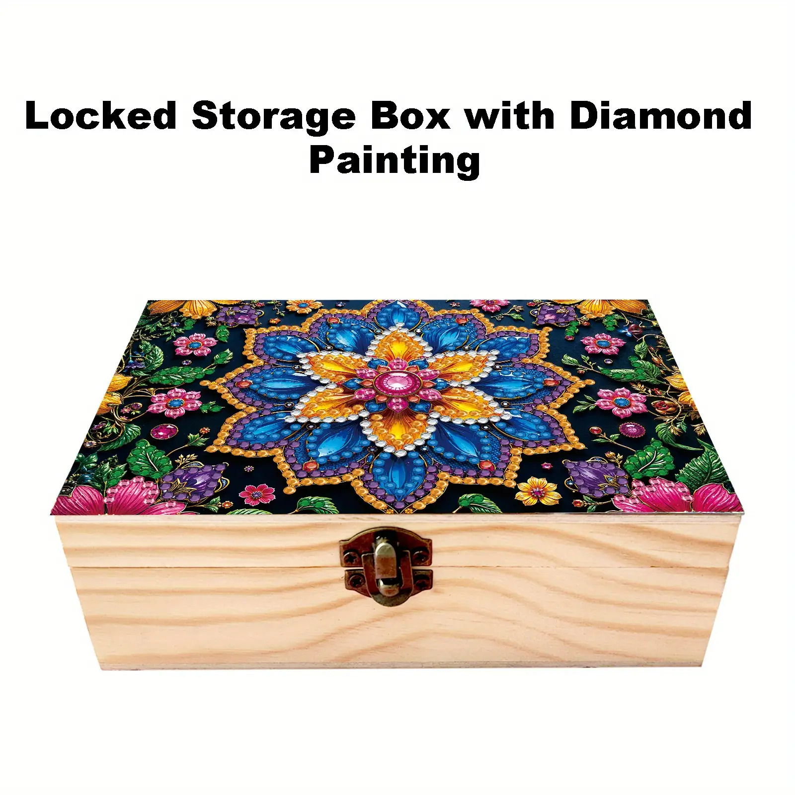 TEMU Boîte de rangement 1 pièce pour art de peinture diamant, kit de bricolage 5D à perles point diamant fait main, motif de fleur hexagonale bleue