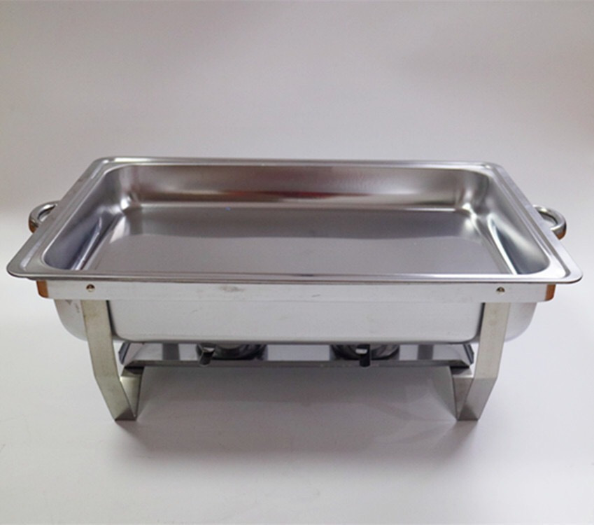 1 2pcs 8qt stainless steel chafing dish set rectangular buffet warmer with foldable stand   full half pans for weddings parties banquets catering events details 5