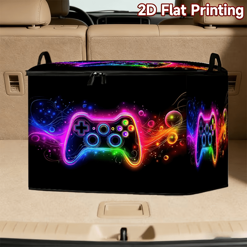 TEMU 1 pièce Boîte de rangement pliable extra large avec motif de de jeu fluo, rangement sous le lit