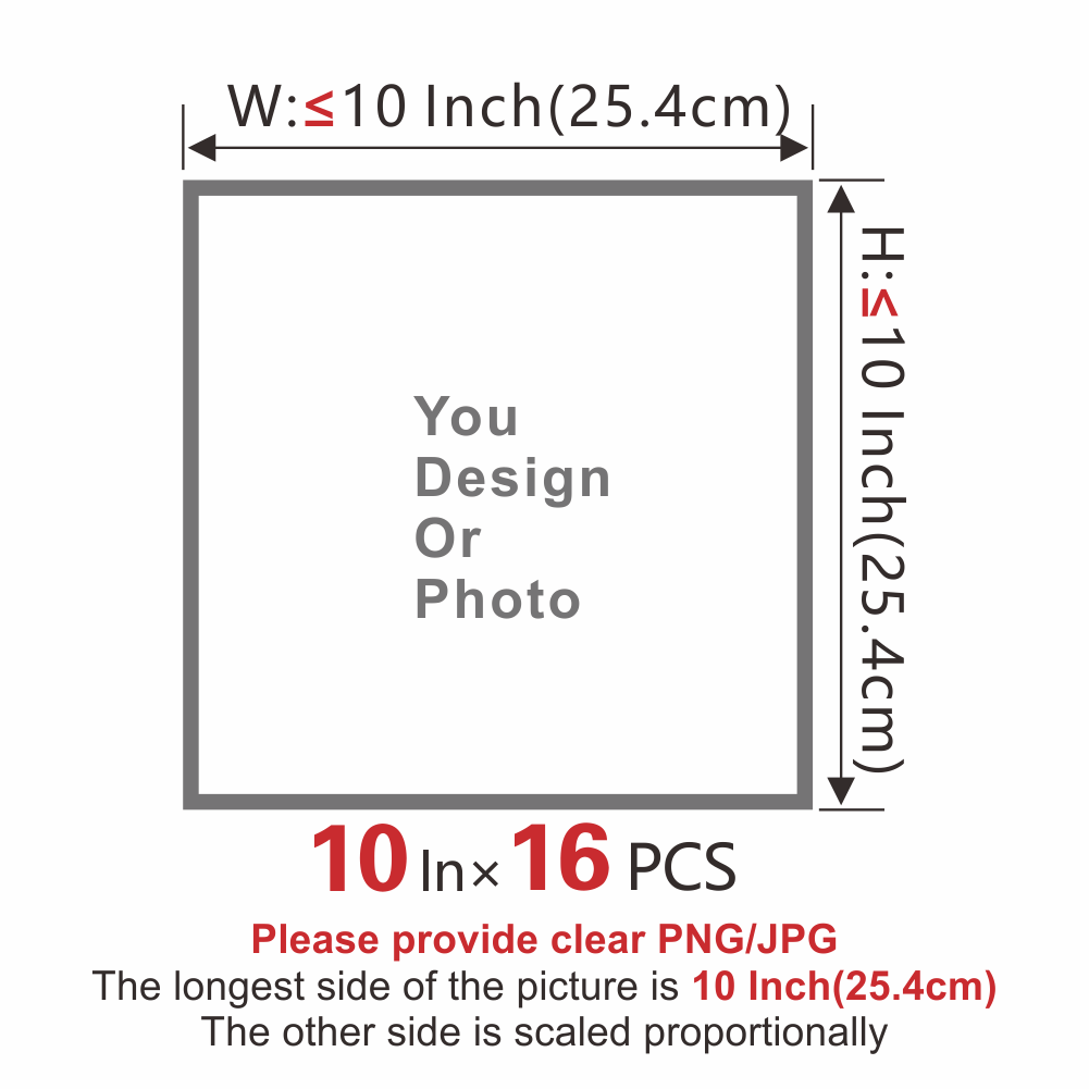 TEMU A Pack Of 16 Custom Dtf Transfer Prints, In Sizes 2/4/6/8/10/11/12 Inches, Featuring Personalized Heat Transfer Designs Suitable For Clothing,