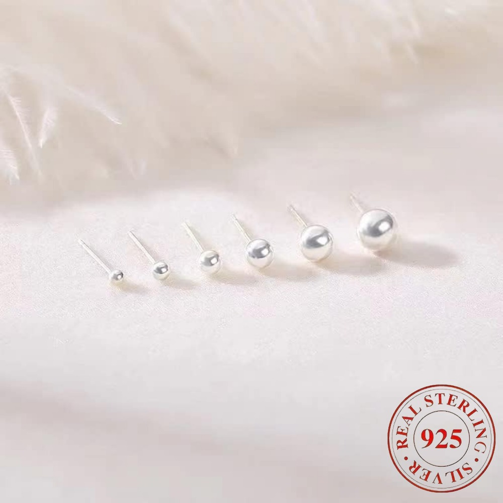 PRETTERY Orecchini A Sfera In Argento 925 Placcato Oro, 3mm 4mm 5mm, Ipoallergenici, Set In Scatola Regalo