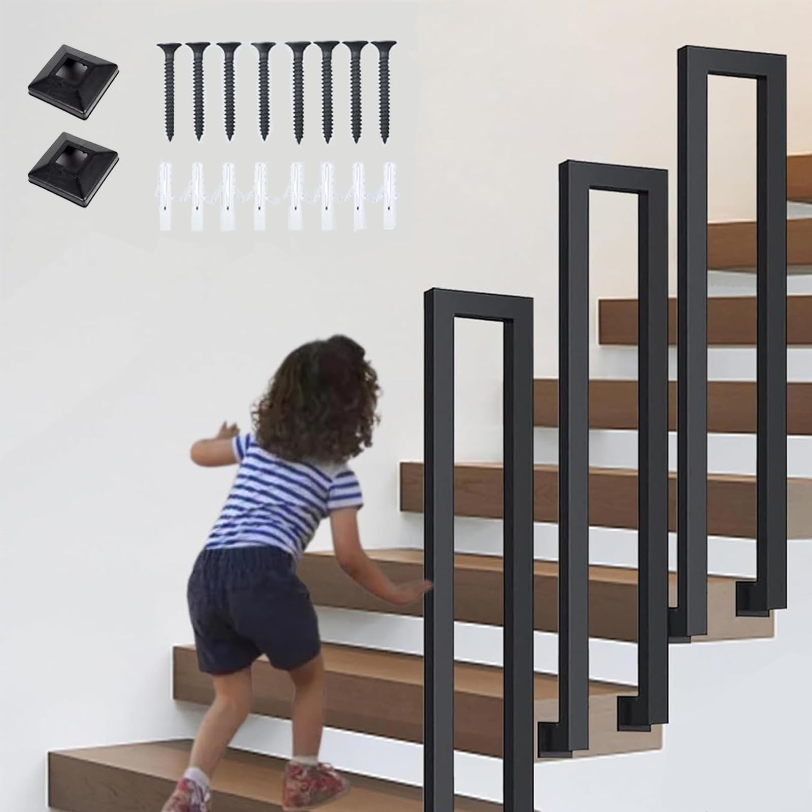 Railings For Indoor Stairs, Outdoor Stairs, And , Including U-shaped And Black Handrails, In Sizes (l-black, 35/45/55/65/75/85/90/95/100/110/120 Cm)