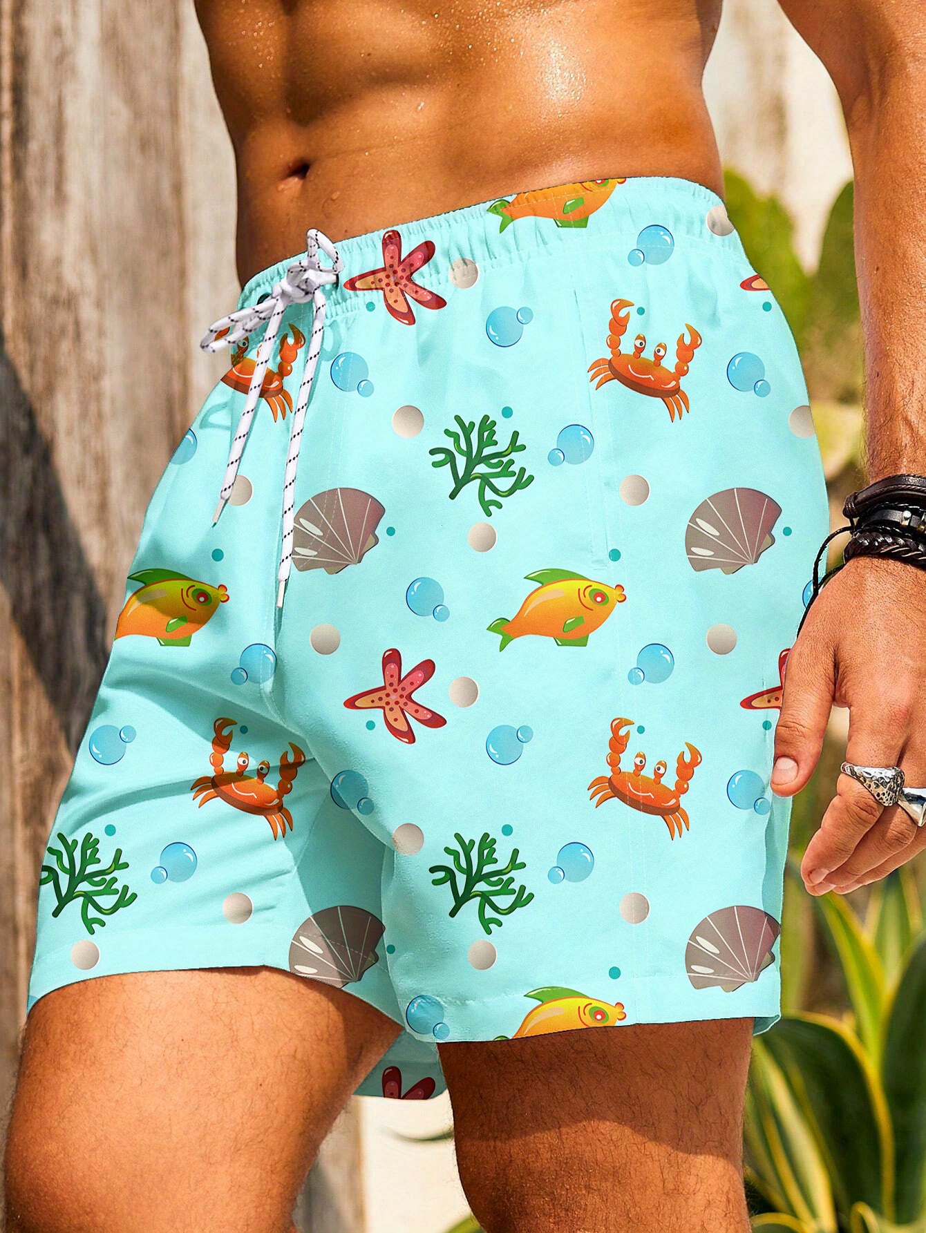 men's quick dry swim trunks pockets underwater sea creature Temu