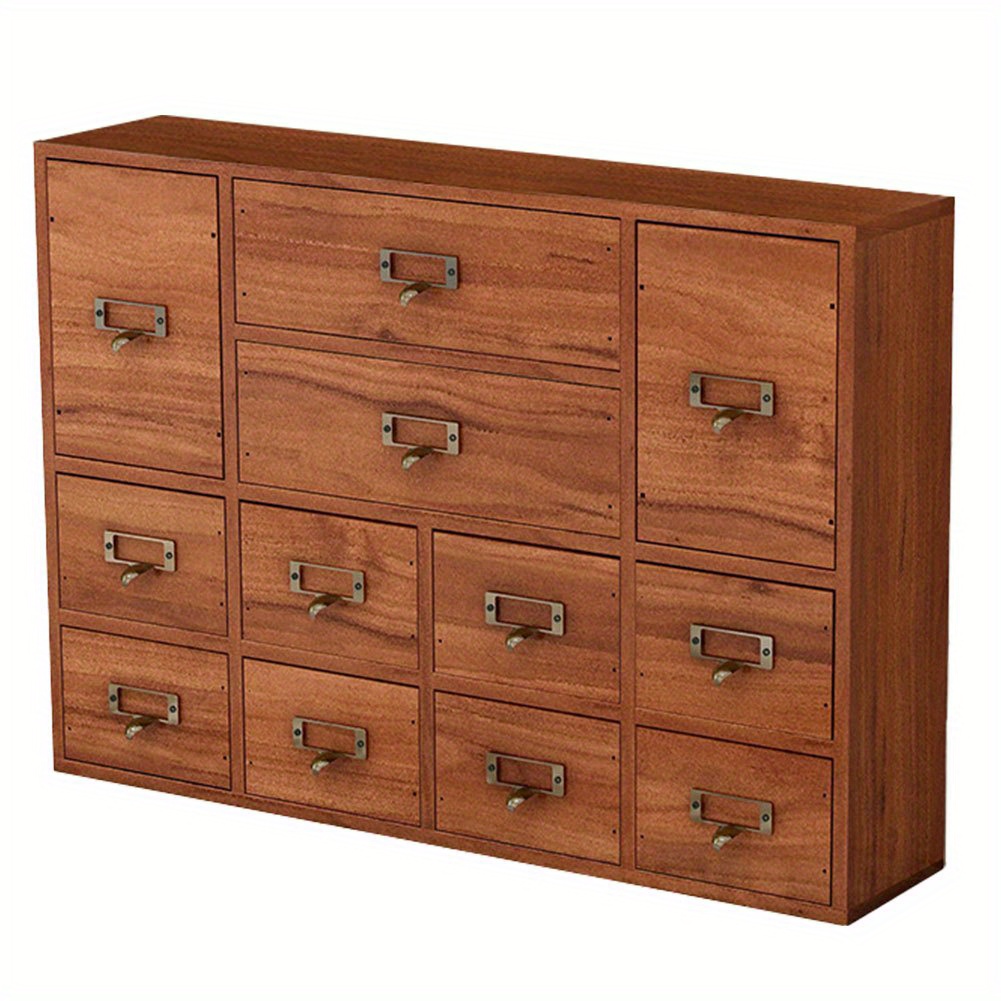 TEMU Desk Drawer Organizer, Cabinet With 12 Drawers, Home Office& Tea& Dresser Bedroom Organization And Storage, Traditional Apothecary Cabinet, Desk & Drawer Organizer For Home Storage