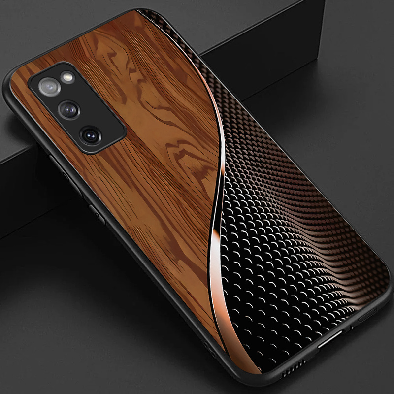 TEMU Phone Case: Case For Galaxy S20 Fe S20 Plus S20  Phone Case, Stylish Black Green Brown And Scales Pattern Glossy Glass Back Cover Business Gift