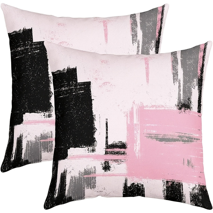 TEMU 2pcs Modern Abstract Art Throw Pillow Covers, 18x18 Inch, Polyester With Zipper Closure - Machine Washable, Sofa & Bed Decor (inserts Not
