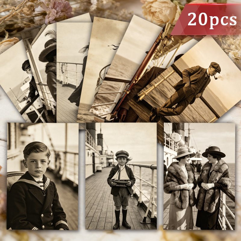 TEMU Ensemble de 20 cartes postales de portrait de croisière vintage édouardienne, servent de cartes de décoration pour le scrapbooking et le