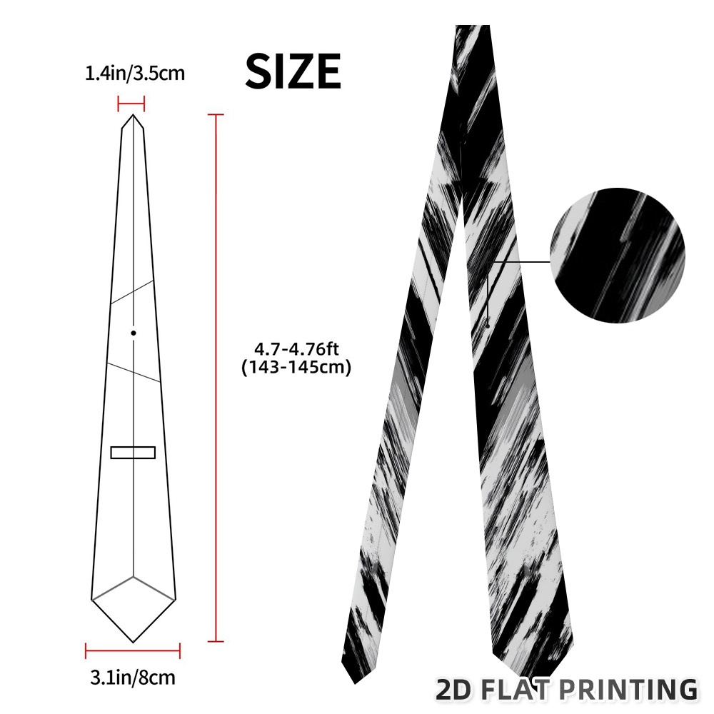 TEMU 1pc Modern Abstract Diagonal Brush Necktie - Lightweight Breathable Suitable For Business & Casual Wear, Diagonal Brush Print Design, Minimalist