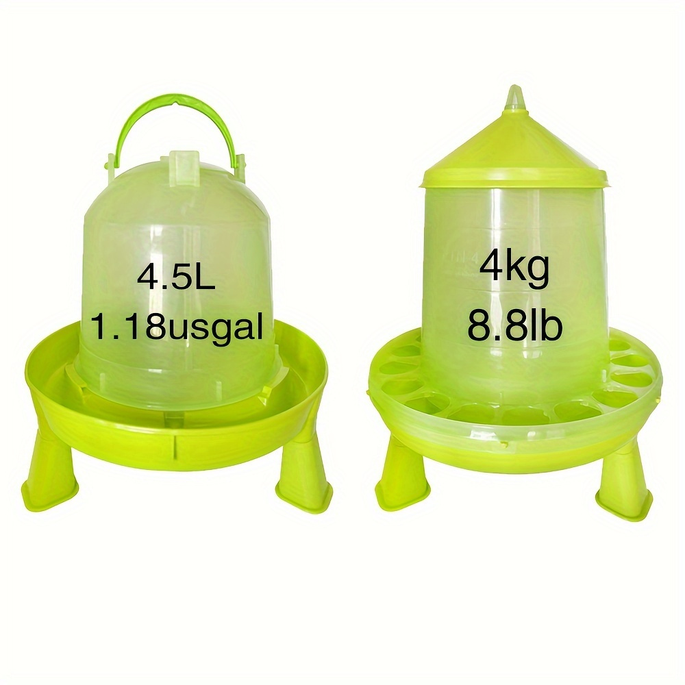 Image of 2pcs 8.82lb Feeder & 1.19gal Water Bucket, Transparent, High Capacity, Hanging, Self-recovering, With Base Tray, For Poultry Feeding And Drinking, Polypropylene, No Power Required