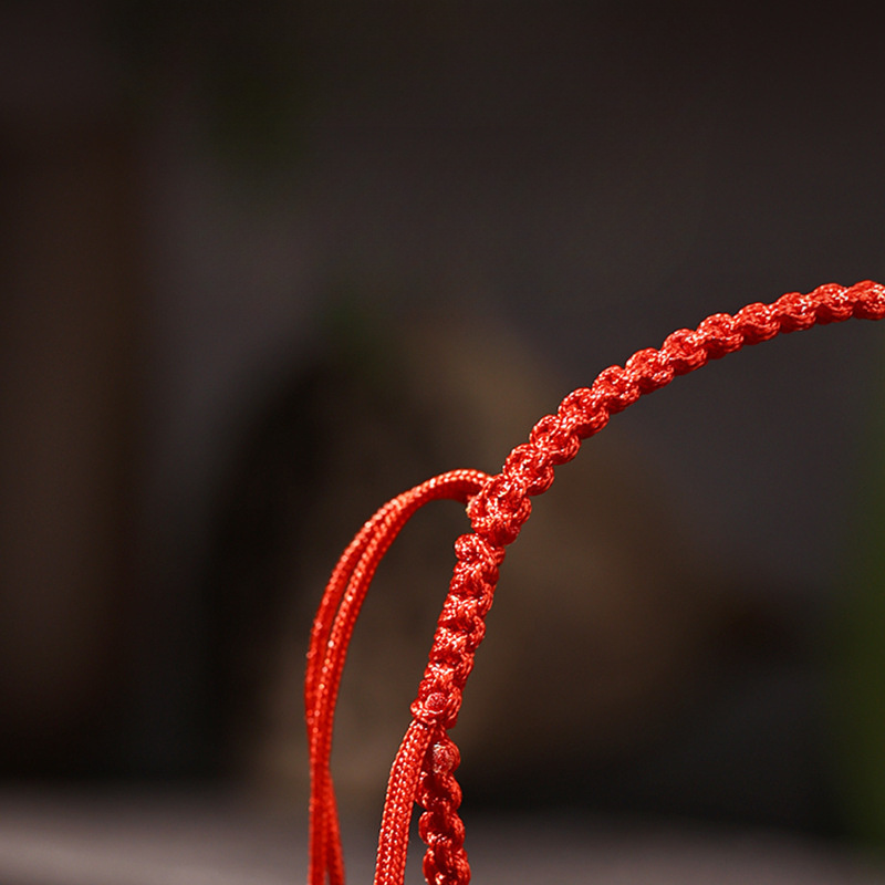 Bohemian Style Adjustable Red Rope Bracelet with Multicolored Beads