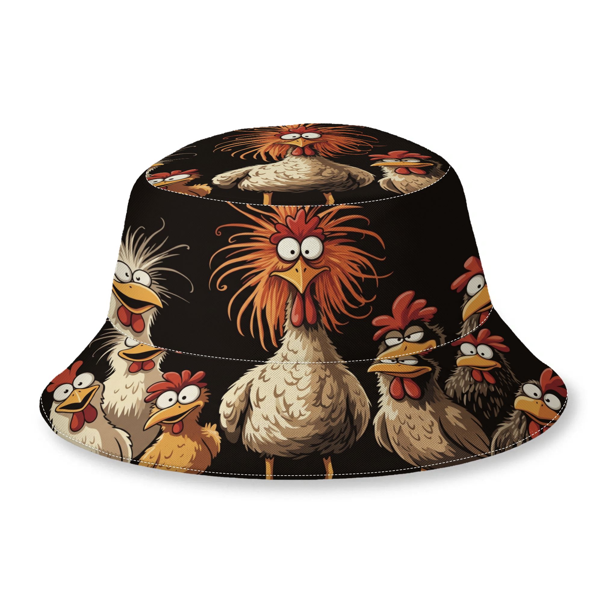 TEMU 1pc Bucket Hat Men Women's Thin Hat Funny Cartoon Chickens Group Summer Cap Street Bucket Hat