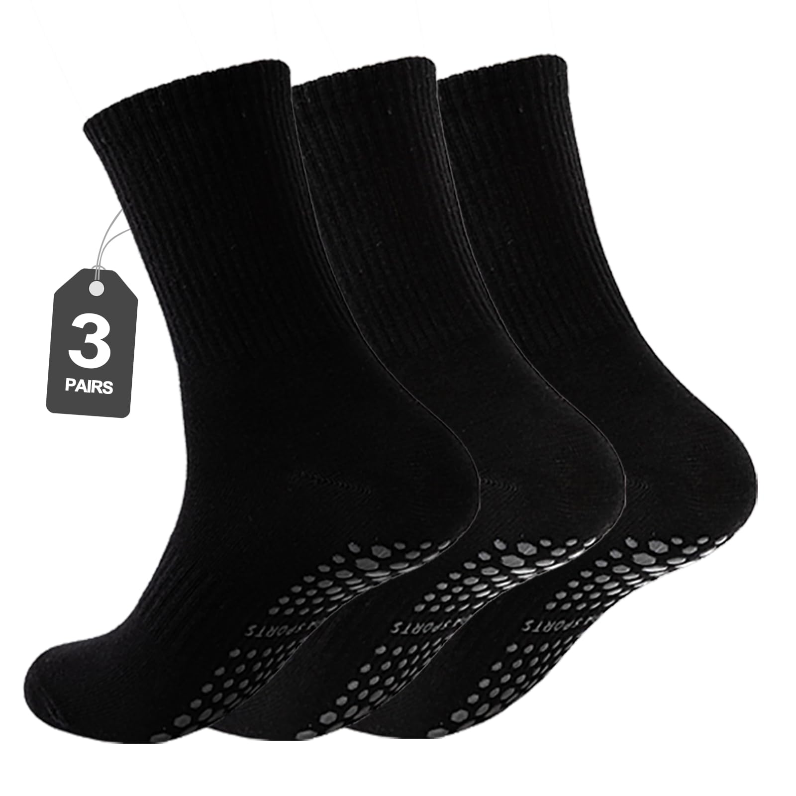 TEMU Lot de 3 paires de chaussettes de Pilates avec pour femme, chaussettes de yoga antidérapantes, chaussettes de barre de ballet adhérentes pour