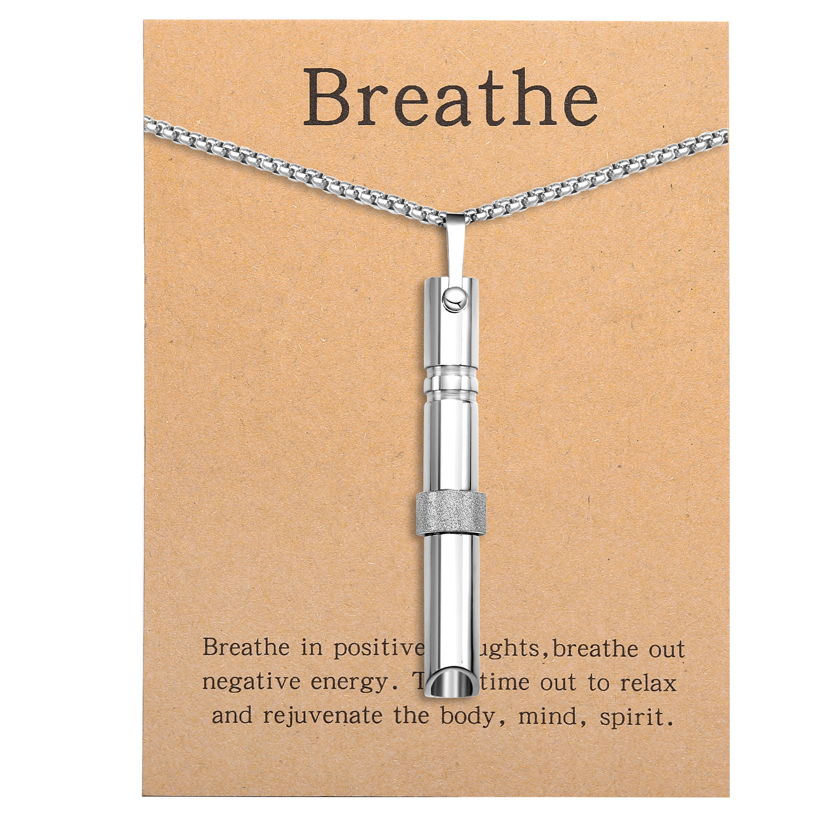 titanium steel meditation breathing necklace used to relieve anxiety   stress mindfulness breathing necklace suitable for womens mens breathing necklace tools relieve anxiety and stress meditation tools details 4