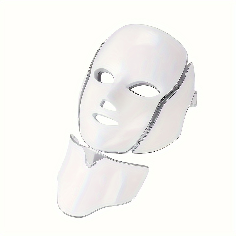 TEMU 7 Color Led Light Facial Mask Adjustable Led Facial Mask Beauty Care Tool With Neck Accessories, Valentine's Day And Other Festivals