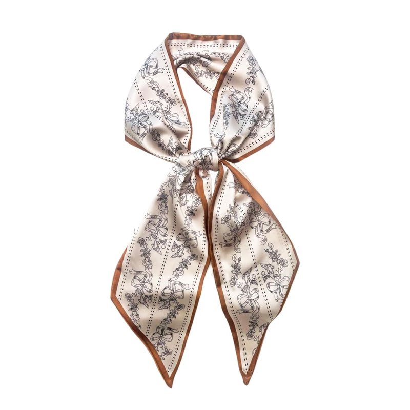E-shop YZNT Eleganter europäischer Seiden-Schal | 100% Seide, Goldene und beigefarbene Blumenmuster, Luxuriös, Böhmisch, Vielseitig und Atmungsaktiv,