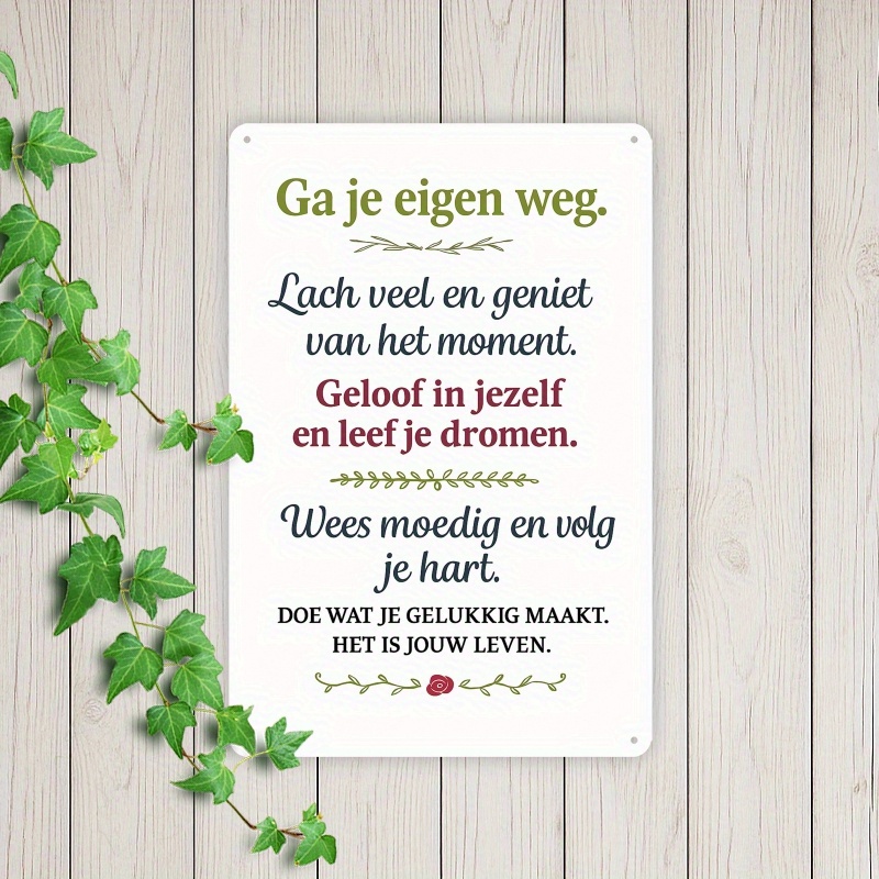 TEMU 1pc 1pcs Dutch Metal Wall Plaque - Dutch Style Retro Wall Sign Suitable For Home, Farmhouse, Cafe, Office - Dutch Wall Art Decor For Christmas,